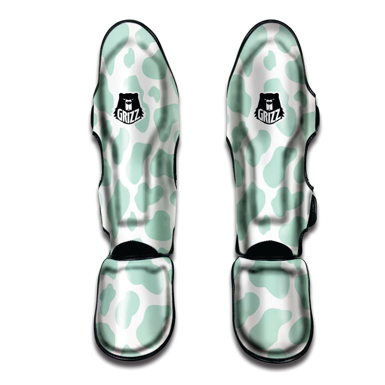 Teal And White Cow Print Muay Thai Shin Guard-grizzshop