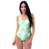 Teal And White Cow Print One Piece Swimsuite-grizzshop