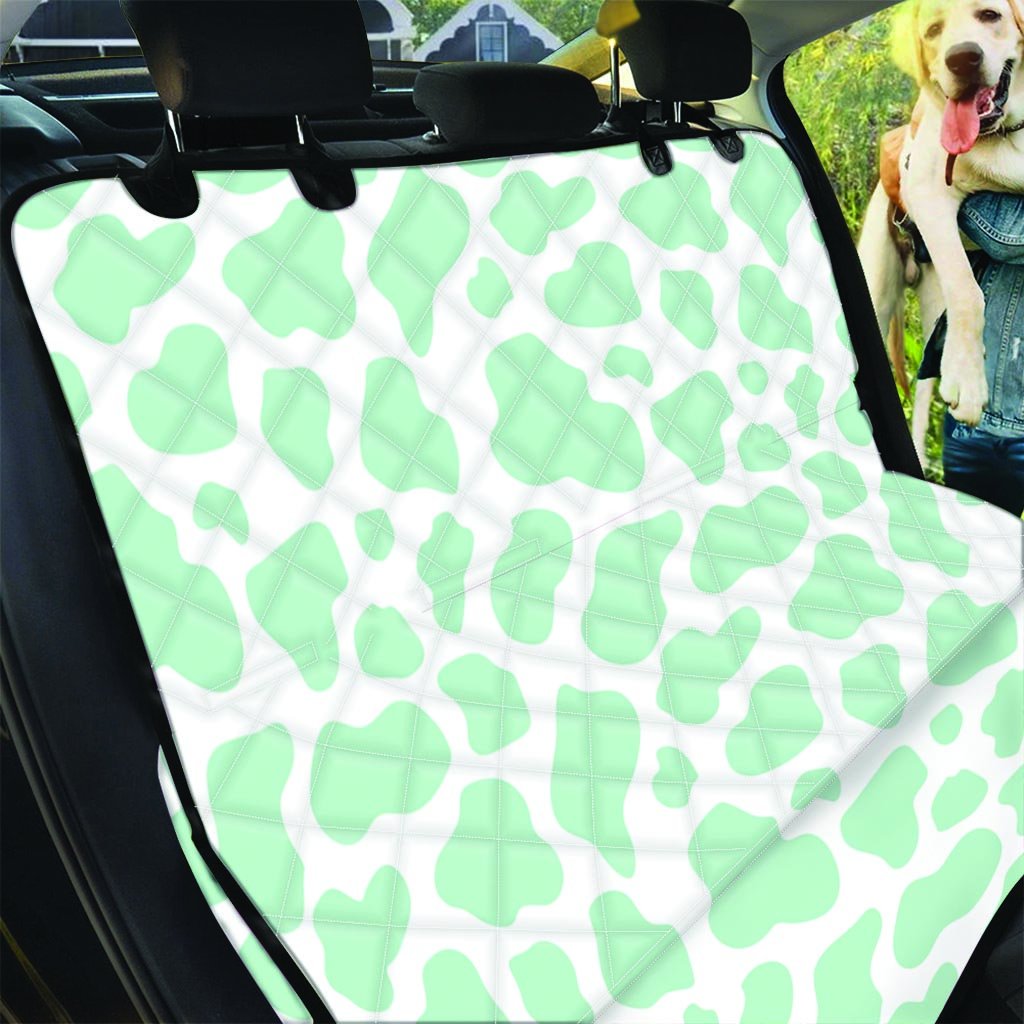 Teal And White Cow Print Pet Car Seat Cover-grizzshop