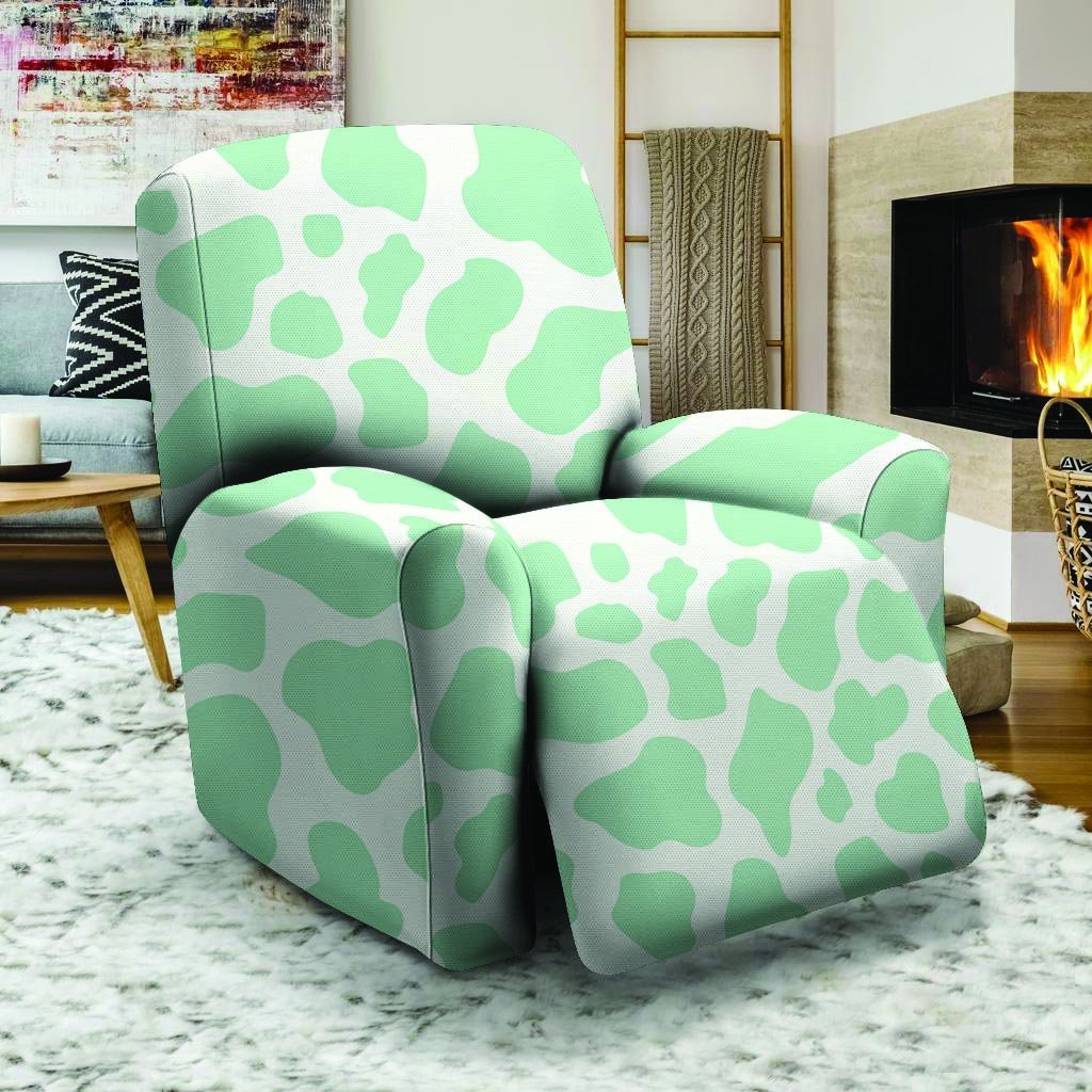 Teal And White Cow Print Recliner Cover-grizzshop