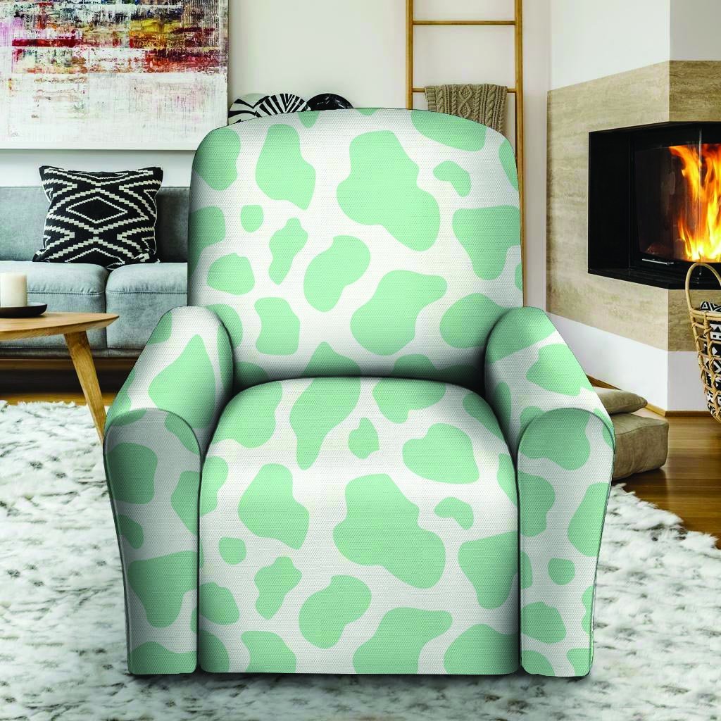 Teal And White Cow Print Recliner Cover-grizzshop