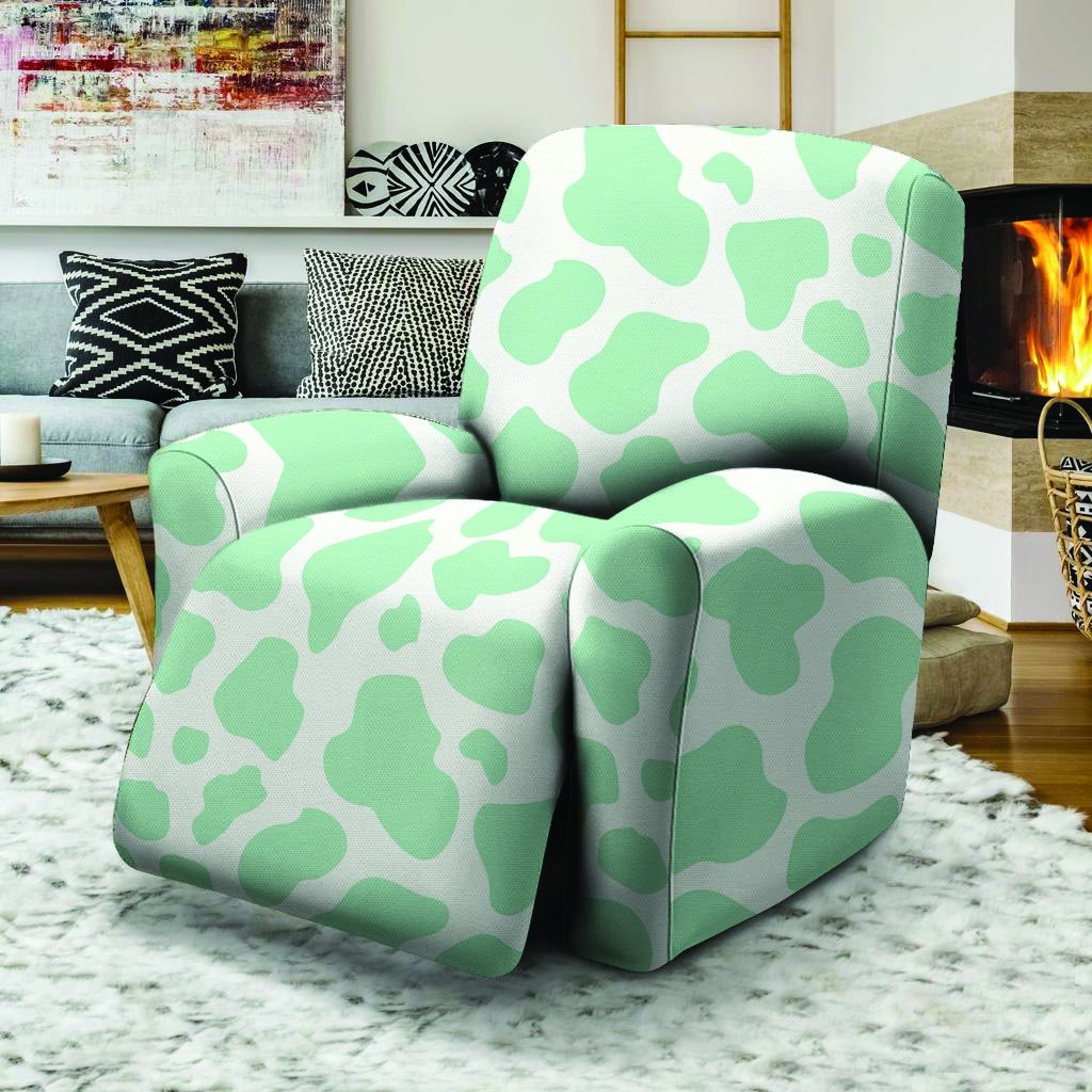 Teal And White Cow Print Recliner Cover-grizzshop