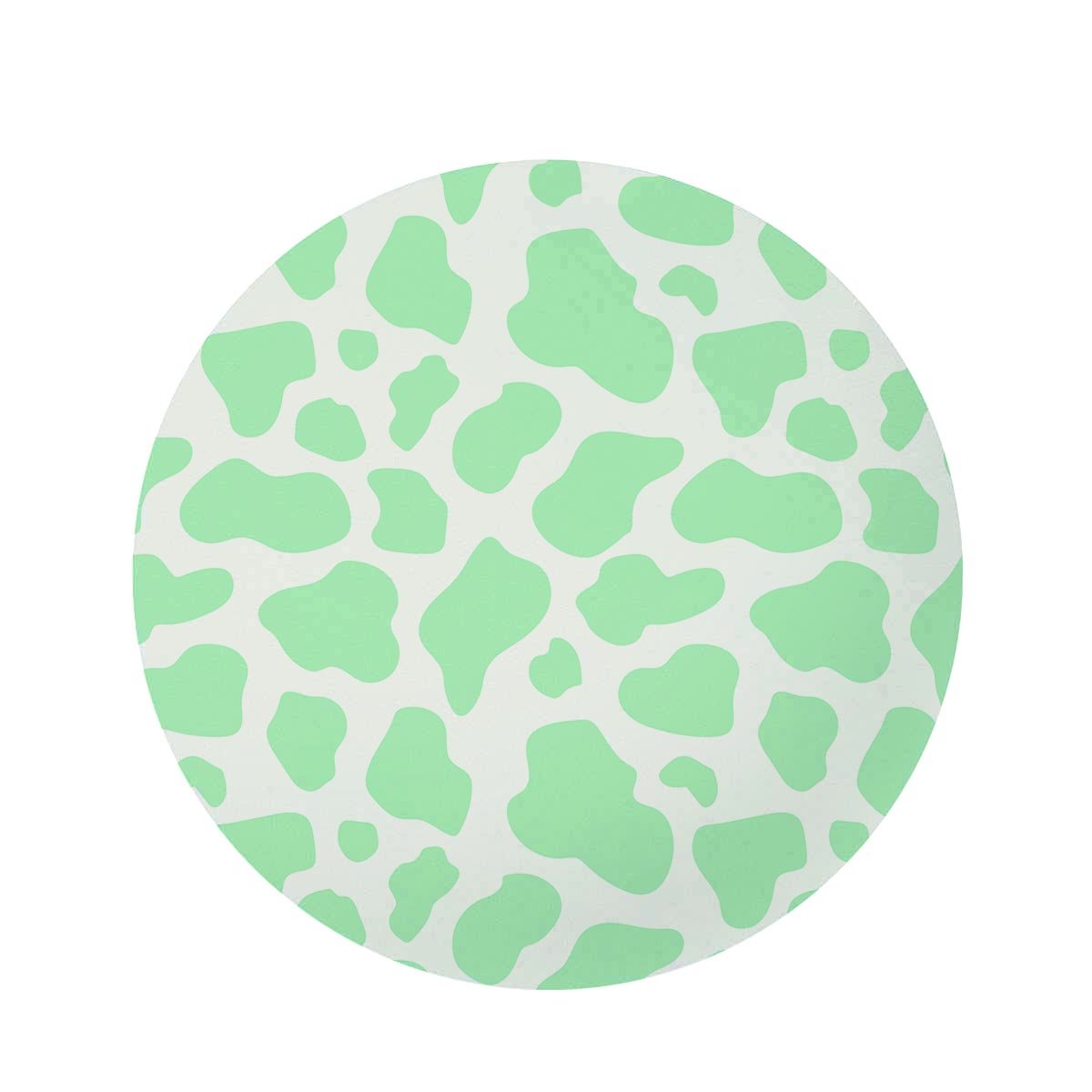 Teal And White Cow Print Round Rug-grizzshop