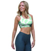 Teal And White Cow Print Sports Bra-grizzshop