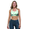 Teal And White Cow Print Sports Bra-grizzshop