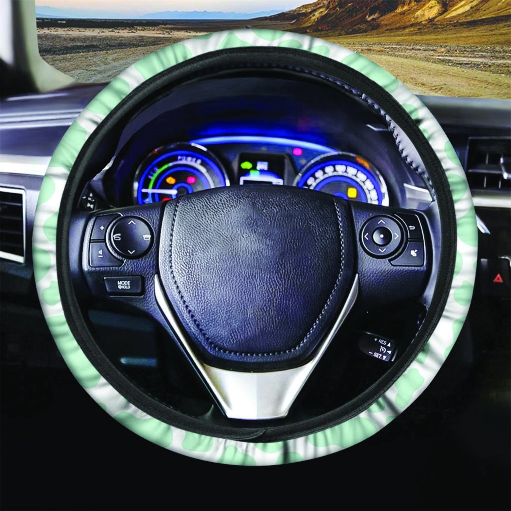 Teal And White Cow Print Steering Wheel Cover-grizzshop