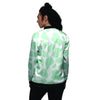 Teal And White Cow Print Women's Bomber Jacket-grizzshop