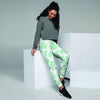 Teal And White Cow Print Women's Joggers-grizzshop