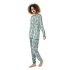 Teal And White Cow Print Women's Pajamas-grizzshop