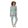 Teal And White Cow Print Women's Pajamas-grizzshop