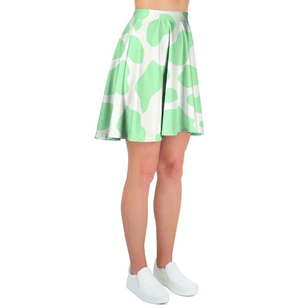 Teal And White Cow Print Women's Skirt-grizzshop