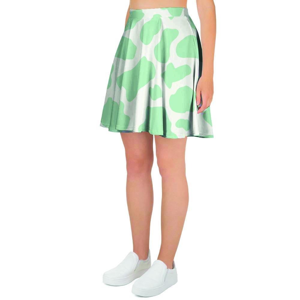 Teal And White Cow Print Women's Skirt-grizzshop