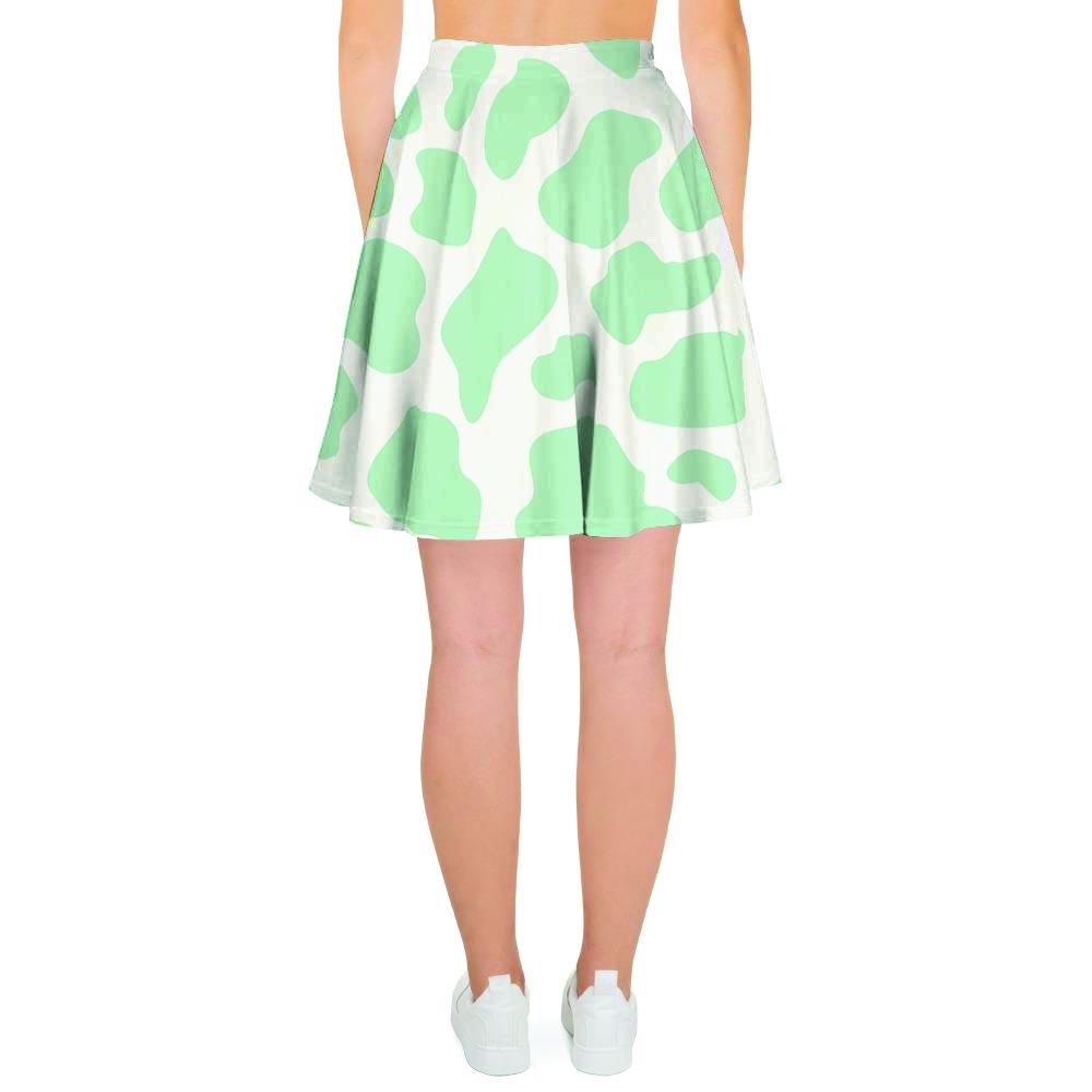 Teal And White Cow Print Women's Skirt-grizzshop