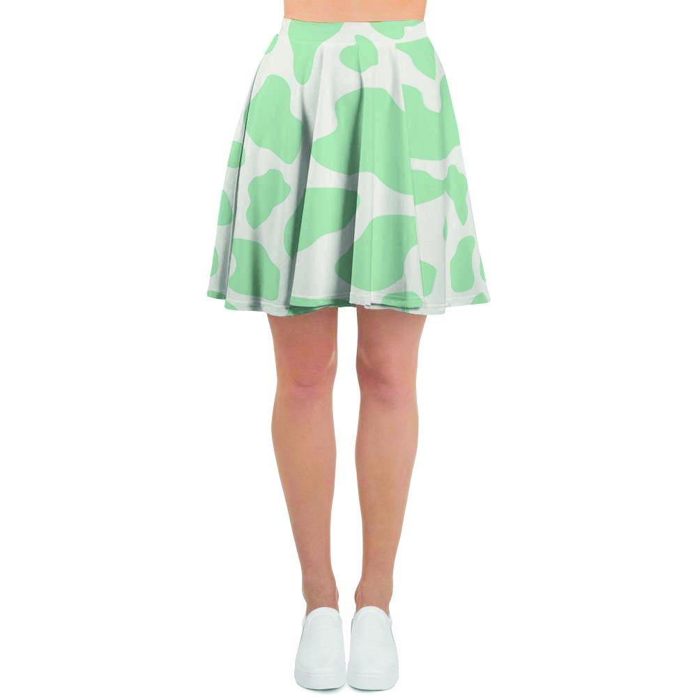 Teal And White Cow Print Women's Skirt-grizzshop