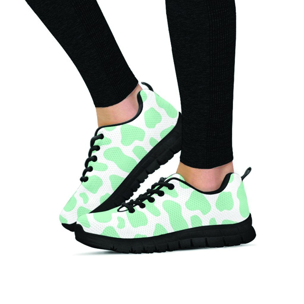 Teal And White Cow Print Women's Sneakers-grizzshop