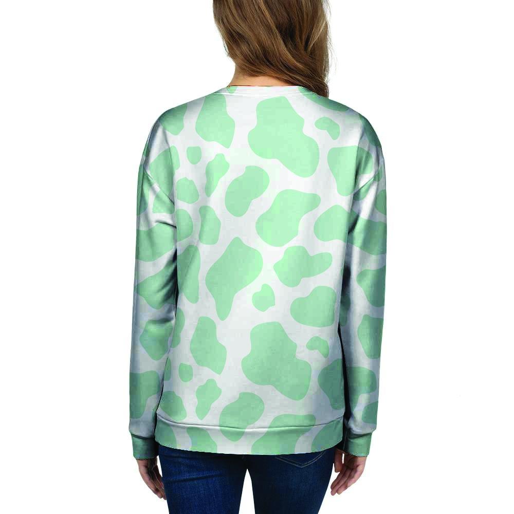 Teal And White Cow Print Women's Sweatshirt-grizzshop