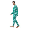 Teal Camo And Camouflage Print Men's Pajamas-grizzshop