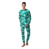 Teal Camo And Camouflage Print Men's Pajamas-grizzshop