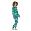 Teal Camo And Camouflage Print Women's Pajamas-grizzshop