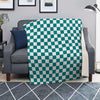 Teal Checkered Flag Print Blanket-grizzshop