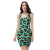 Teal Cheetah Bodycon Dress-grizzshop