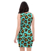 Teal Cheetah Bodycon Dress-grizzshop