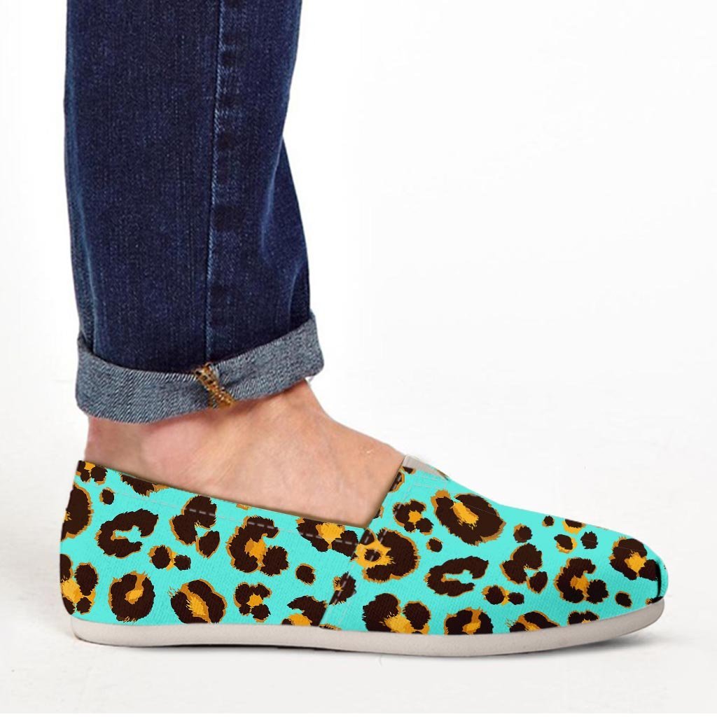 Teal Cheetah Canvas Shoes-grizzshop