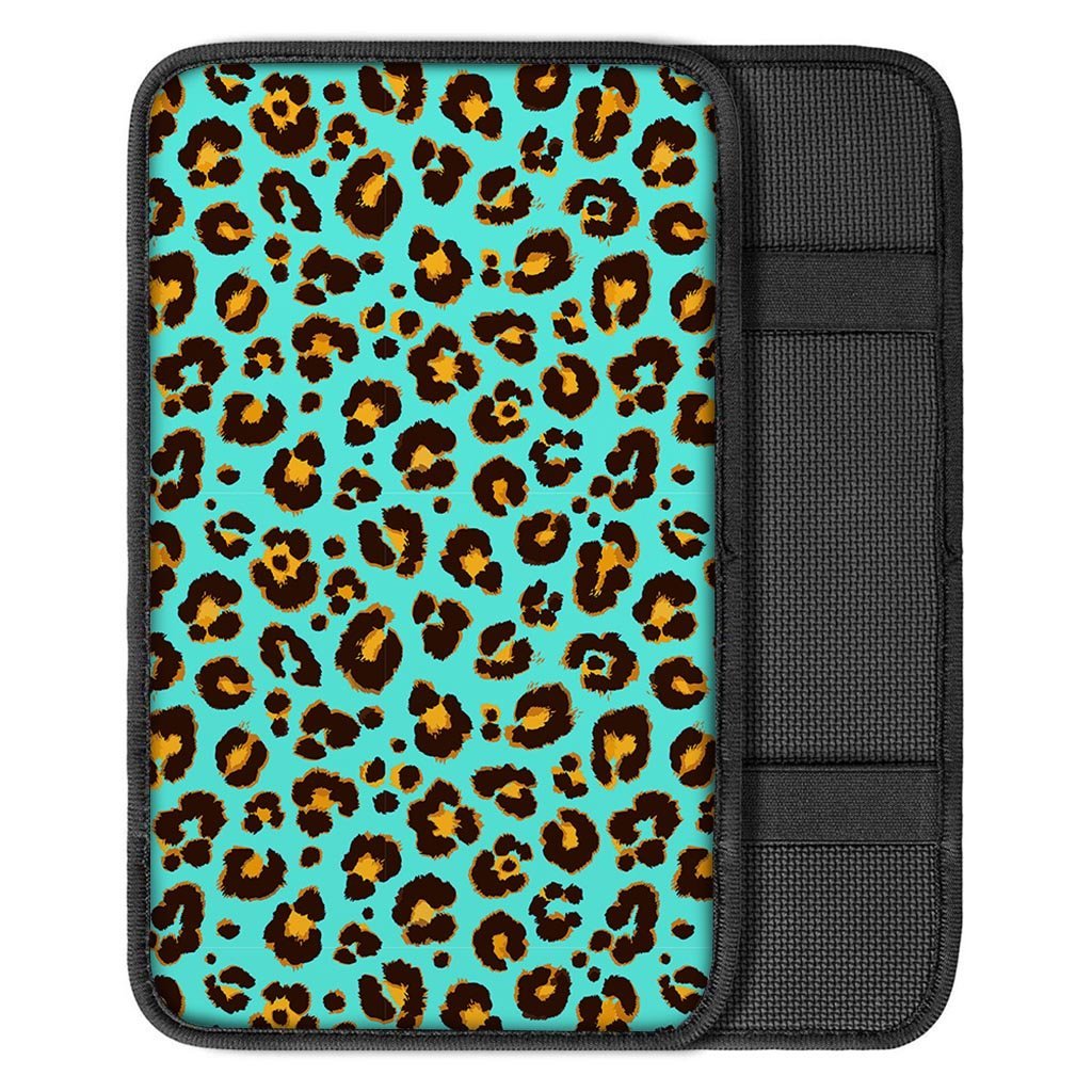 Teal Cheetah Car Console Cover-grizzshop