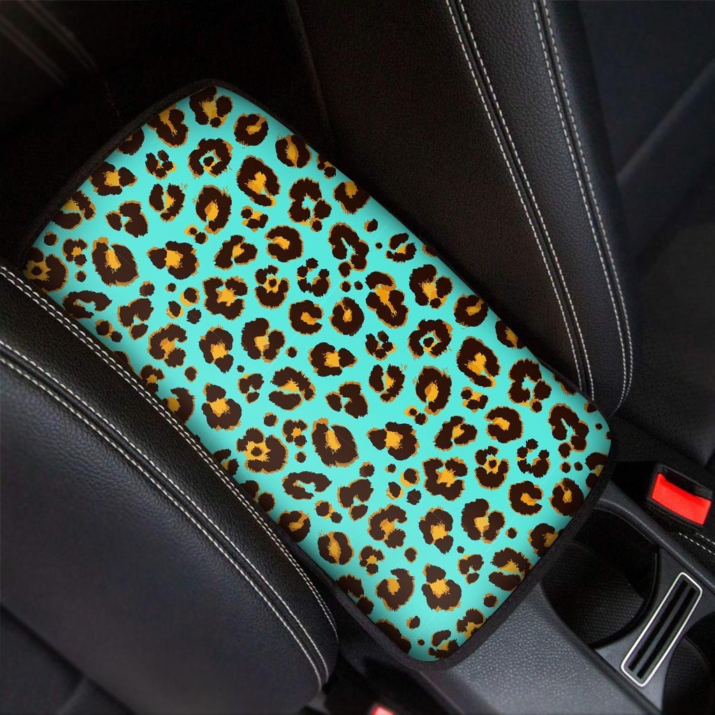 Teal Cheetah Car Console Cover-grizzshop