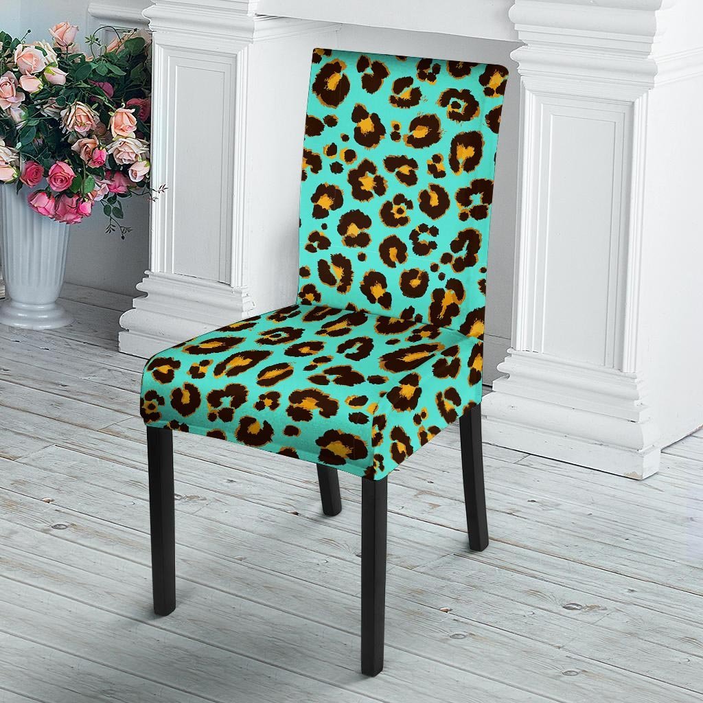 Teal Cheetah Chair Cover-grizzshop