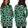 Teal Cheetah Hoodie Dress-grizzshop