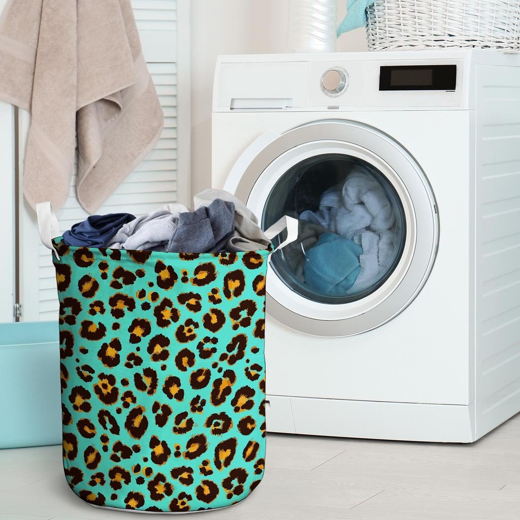 Teal Cheetah Laundry Basket-grizzshop