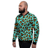 Teal Cheetah Men's Bomber Jacket-grizzshop