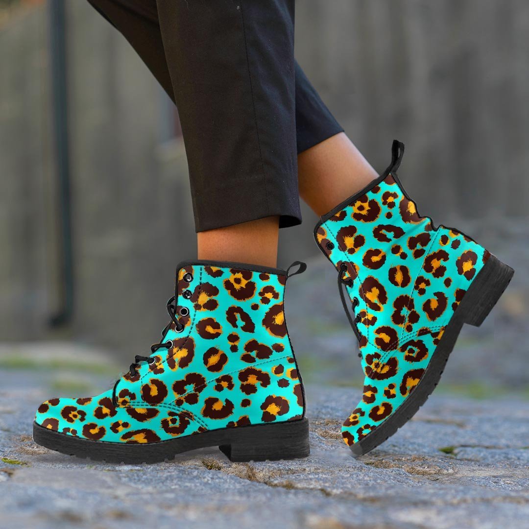 Teal Cheetah Men's Boots-grizzshop