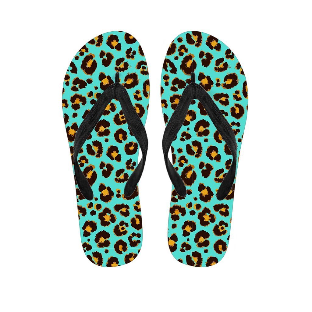 Teal Cheetah Men's Flip Flops-grizzshop