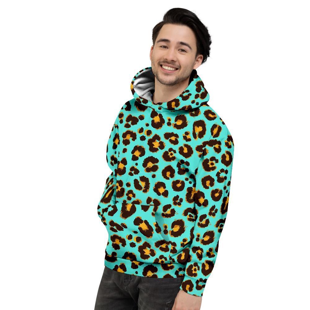 Teal Cheetah Men's Hoodie-grizzshop