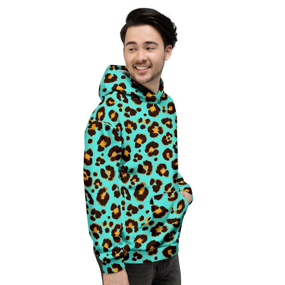 Teal Cheetah Men's Hoodie-grizzshop