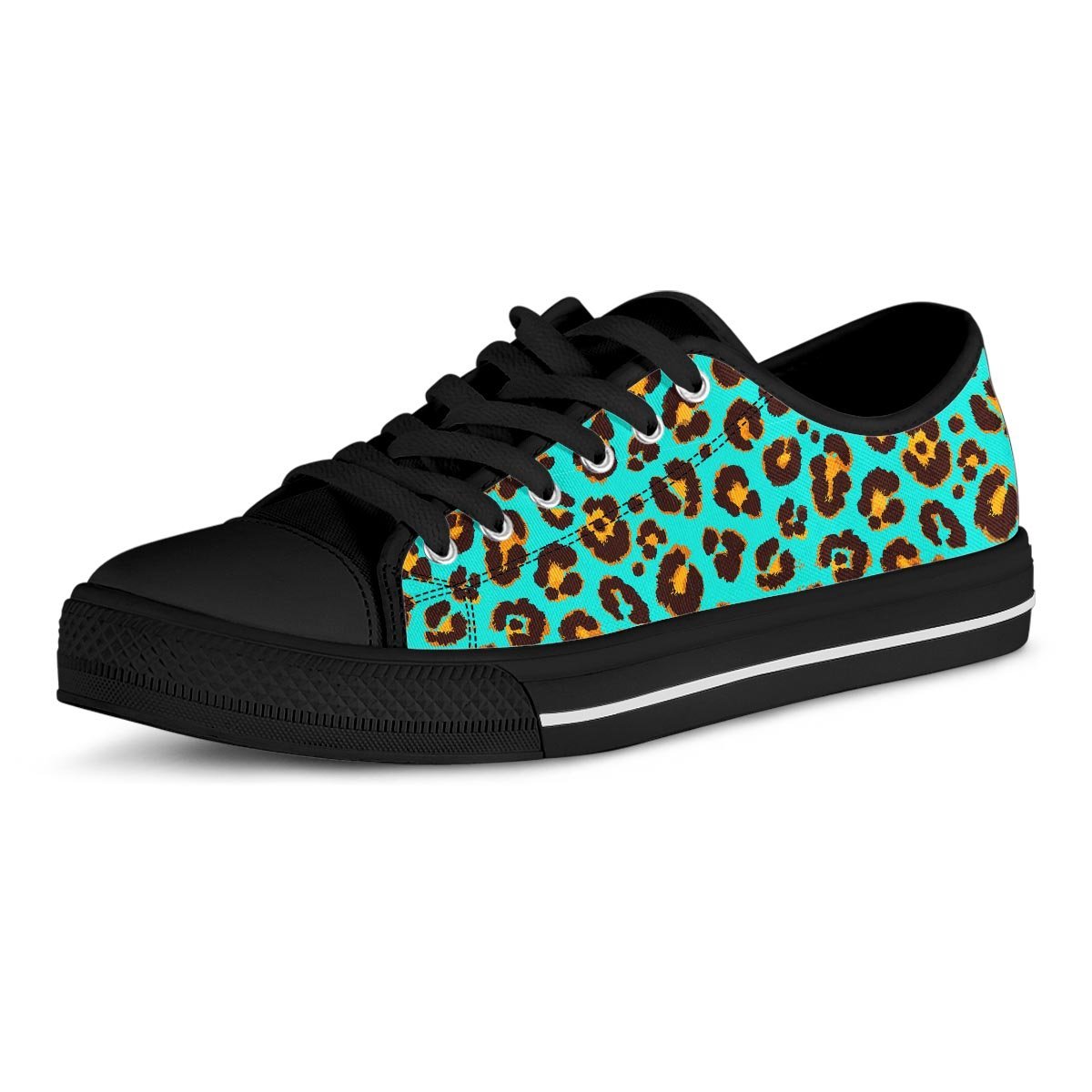 Teal Cheetah Men's Low Top Shoes-grizzshop