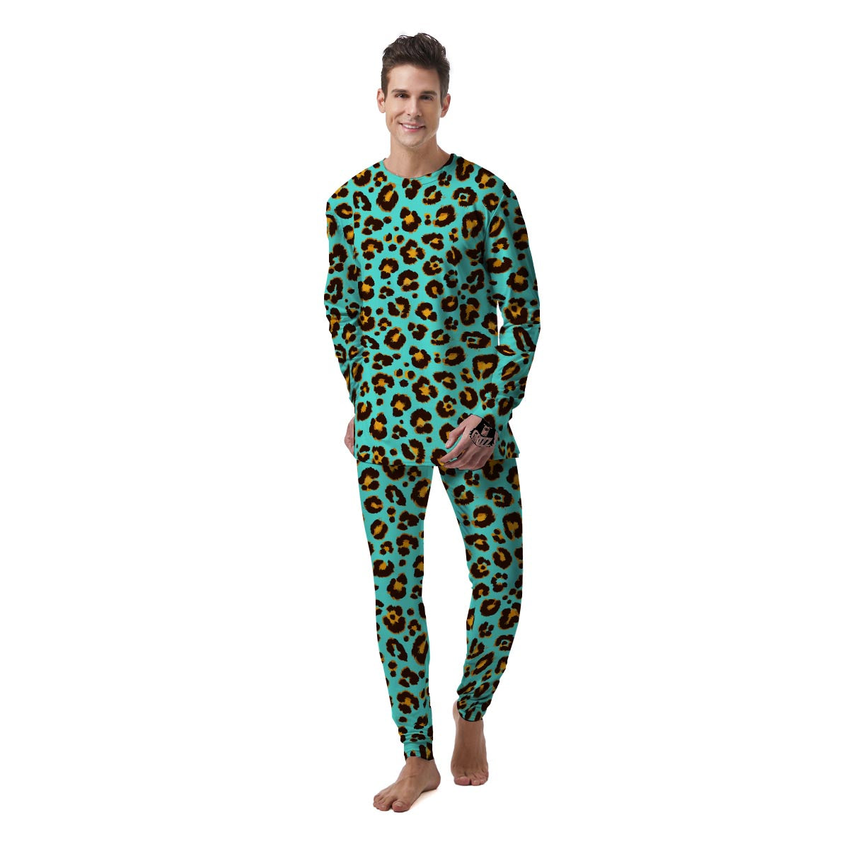 Teal Cheetah Men's Pajamas-grizzshop