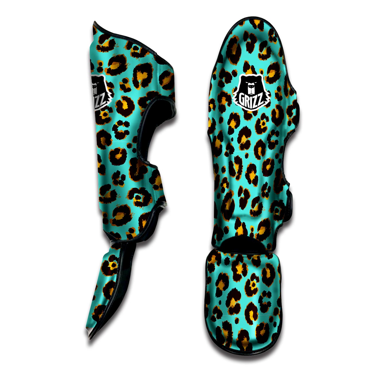 Teal Cheetah Muay Thai Shin Guard-grizzshop