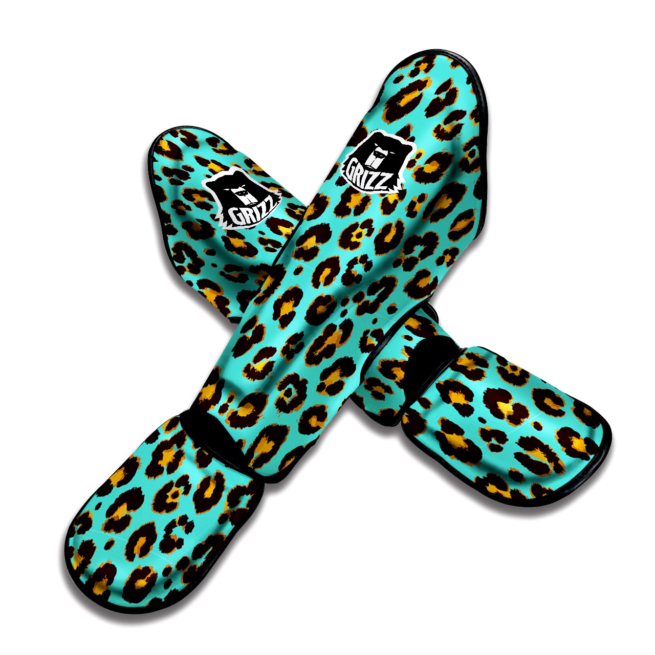 Teal Cheetah Muay Thai Shin Guard-grizzshop