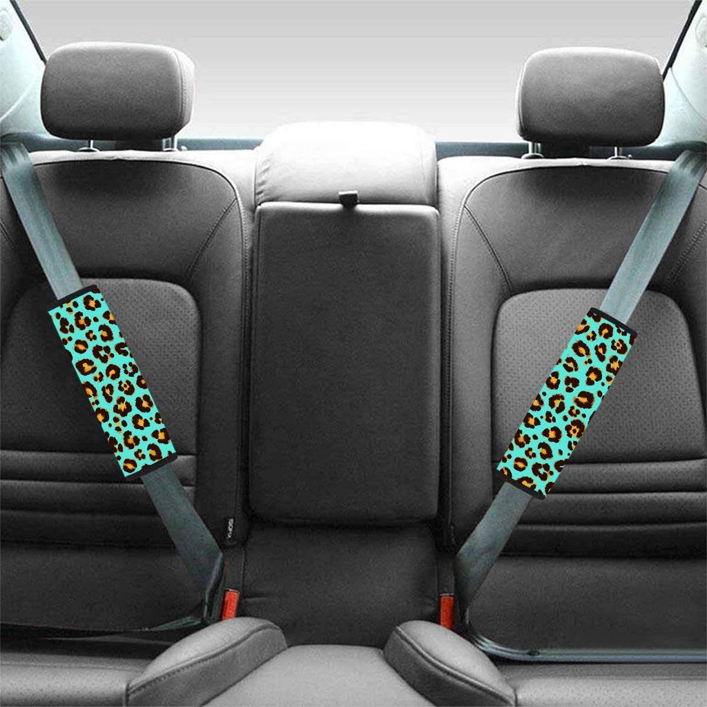 Teal Cheetah Seat Belt Cover-grizzshop