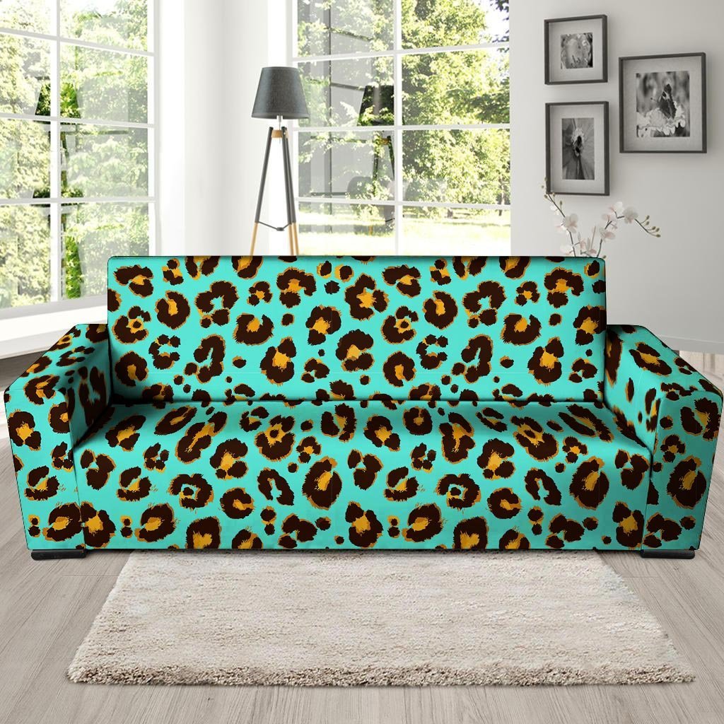 Teal Cheetah Sofa Cover-grizzshop