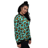 Teal Cheetah Women's Bomber Jacket-grizzshop