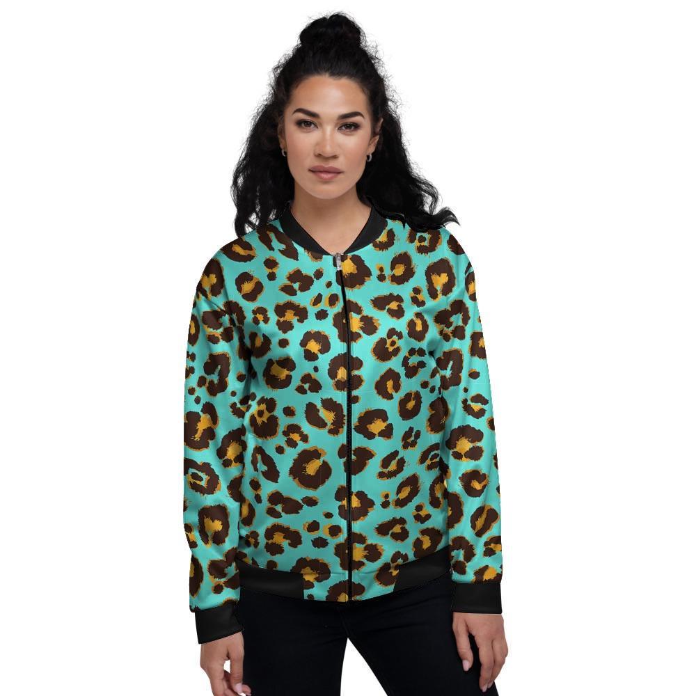 Teal Cheetah Women's Bomber Jacket-grizzshop