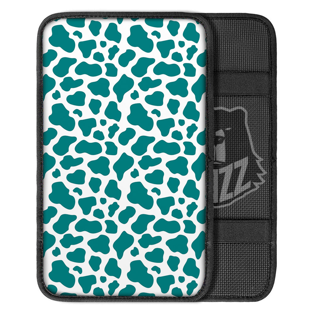 Teal Cow Print Pattern Car Center Console Cover-grizzshop