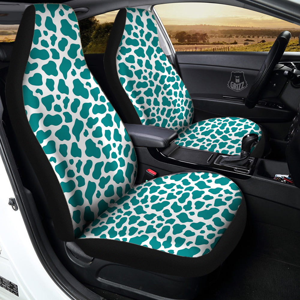 Teal Cow Print Pattern Car Seat Covers-grizzshop