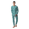 Teal Cow Print Pattern Men's Pajamas-grizzshop