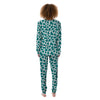 Teal Cow Print Pattern Women's Pajamas-grizzshop