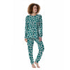 Teal Cow Print Pattern Women's Pajamas-grizzshop